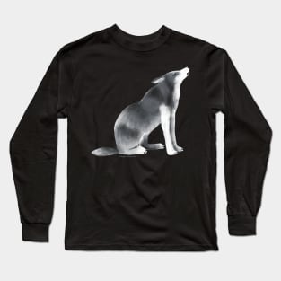 Howling Wolf Illustration Long Sleeve T-Shirt